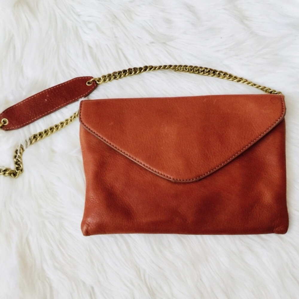 J. Crew Leather Envelope Invitation Clutch, EUC